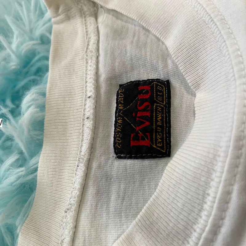 White Evisu Print T Shirt - Medium