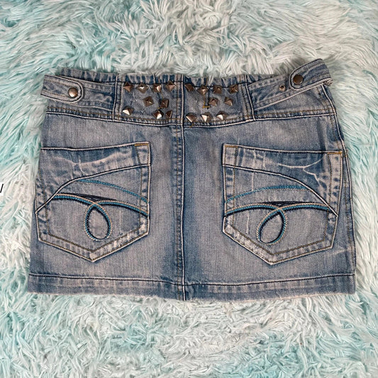 Vintage 00s Denim Mini Skirt - Medium