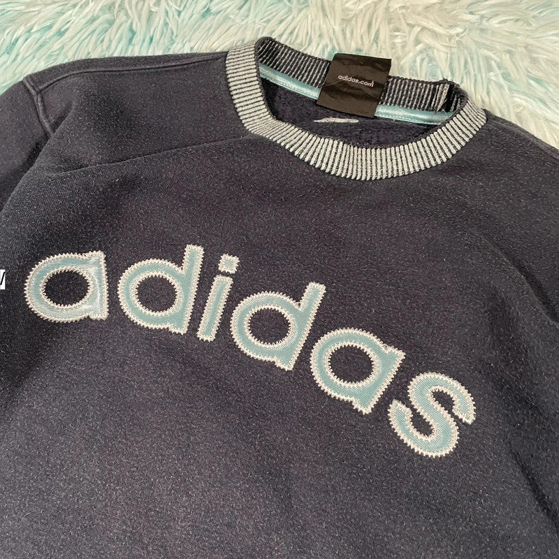 Vintage 90s Navy Adidas Sweatshirt - Small