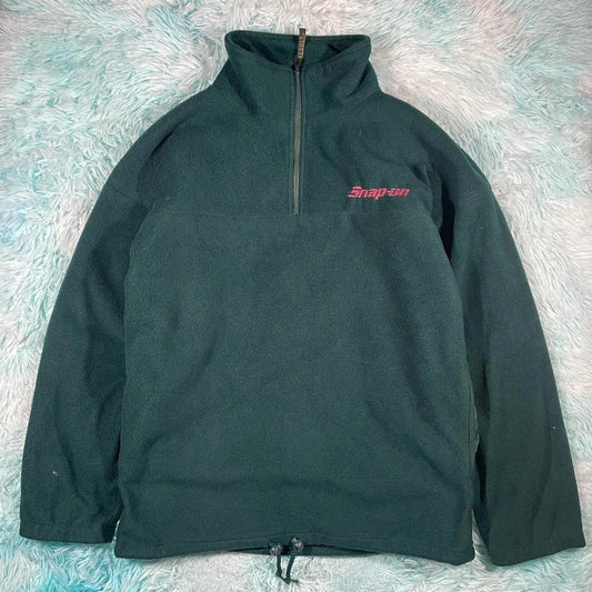 Vintage 90s Green Snap-On Fleece 1/4 Zip - Large