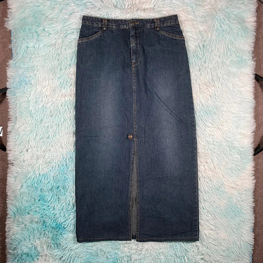 Vintage 90s Long Denim Skirt Pencil - Size 8