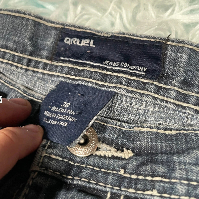 Vintage 90s Blue Baggy Jean Shorts Jorts - 38W