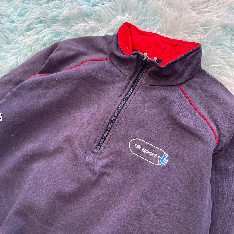 Vintage 90s Navy UK Sport 1/4 Zip Sweatshirt - Medium
