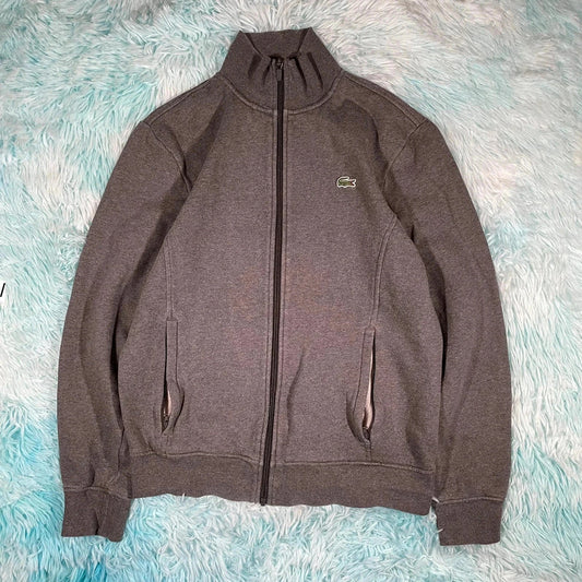 Grey Lacoste Full Zip Sweatshirt - Medium