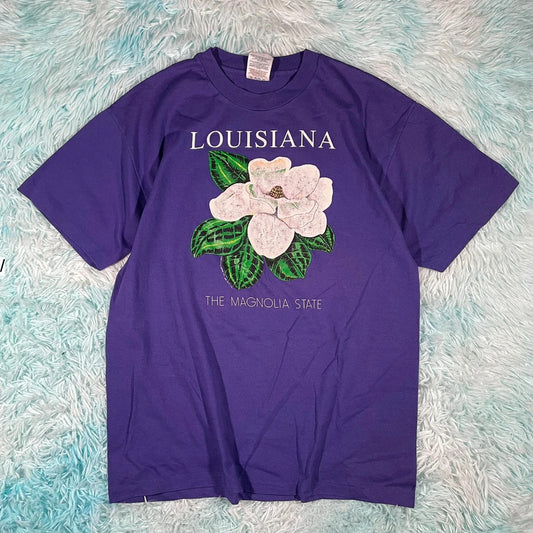 Vintage 90s Purple Louisiana Graphic T Shirt - Large