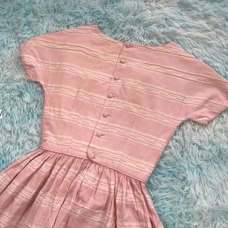 True Vintage 60s Pink Striped Dress - UK10