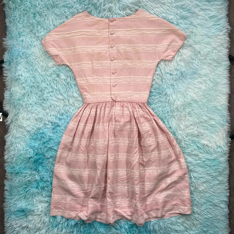 True Vintage 60s Pink Striped Dress - UK10