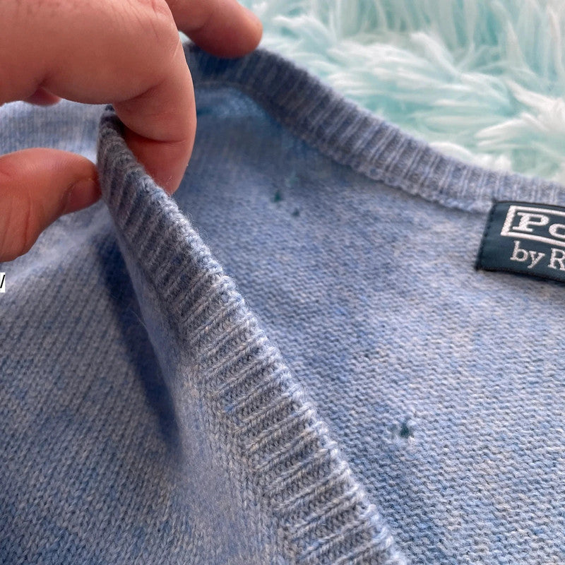 Light Blue Polo Ralph Lauren V Neck Jumper - XXL