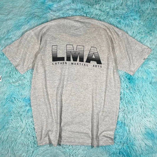 Vintage 90s Grey Martial Arts Graphic T Shirt - XL