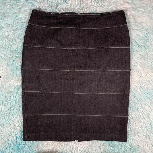Vintage Black Pinstriped Midi Skirt - Size 12