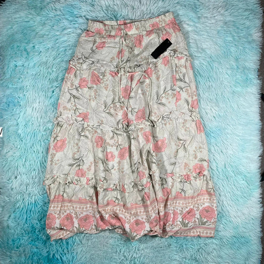 Vintage Pink & Cream Floral Circle Skirt - Small