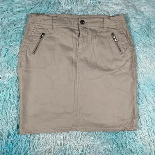 Vintage 00s Beige Midi Pencil Skirt - Size 6