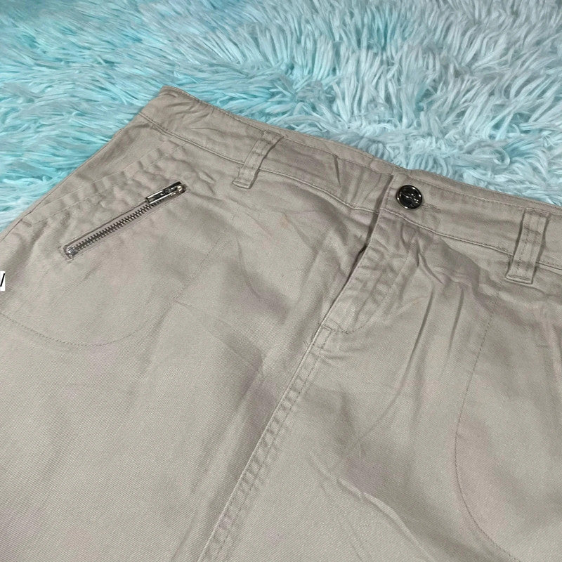 Vintage 00s Beige Midi Pencil Skirt - Size 6