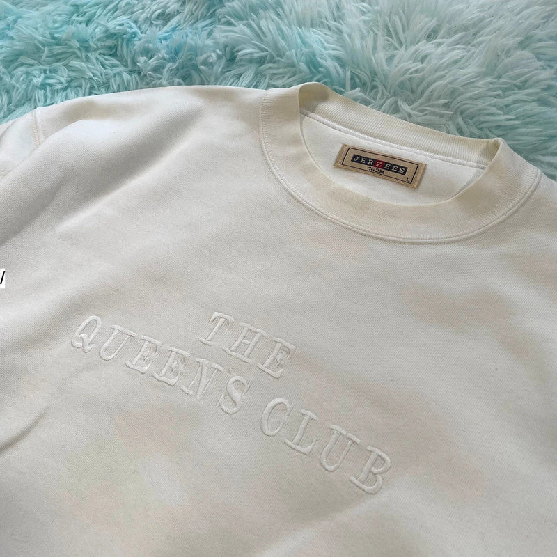 Vintage 90s Queens Tennis Club Sweatshirt Embroidered - Large
