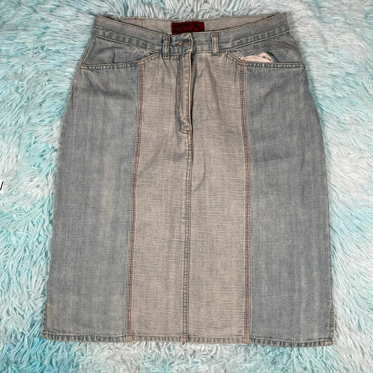 Vintage 90s Denim Skirt Midi Pencil - XXL