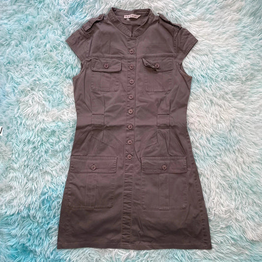 Vintage Y2K Grey Kookai Shirt Dress - Size 10