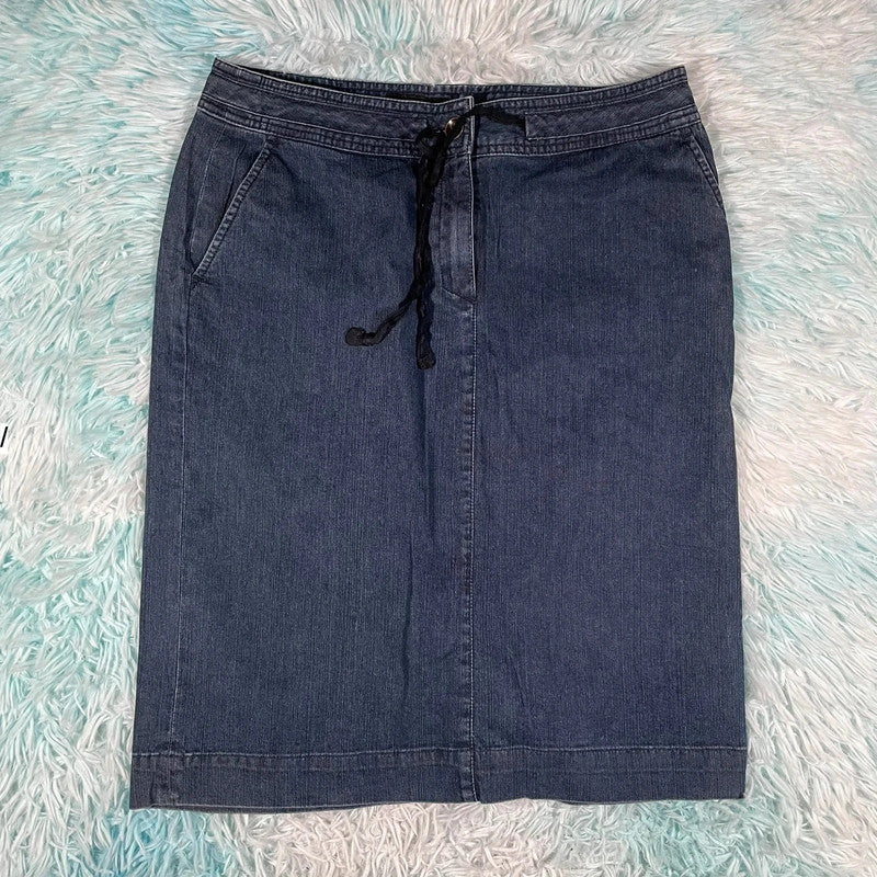 Vintage 00s Denim Midi Skirt Talbots - Size 6
