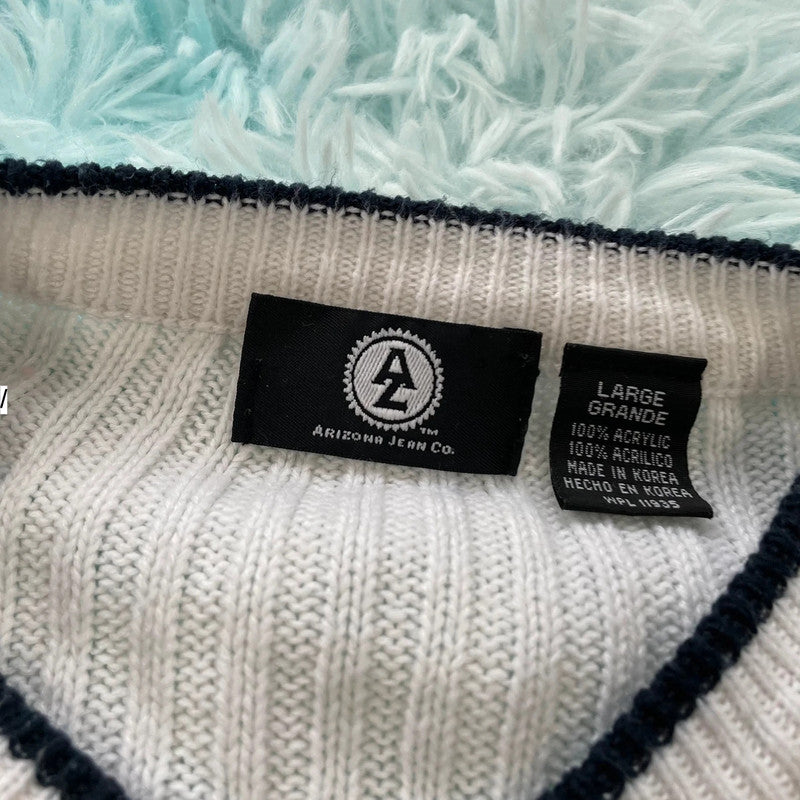 Vintage 90s White Knitted Jumper - Large