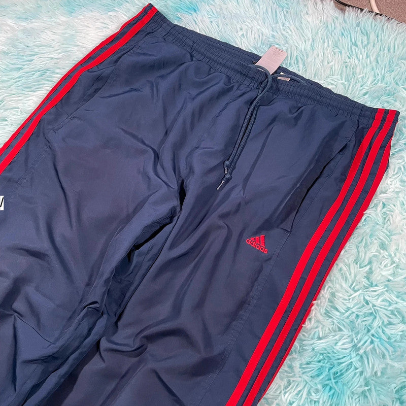 Vintage 00s Navy & Red Adidas Tracksuit Bottoms - Medium