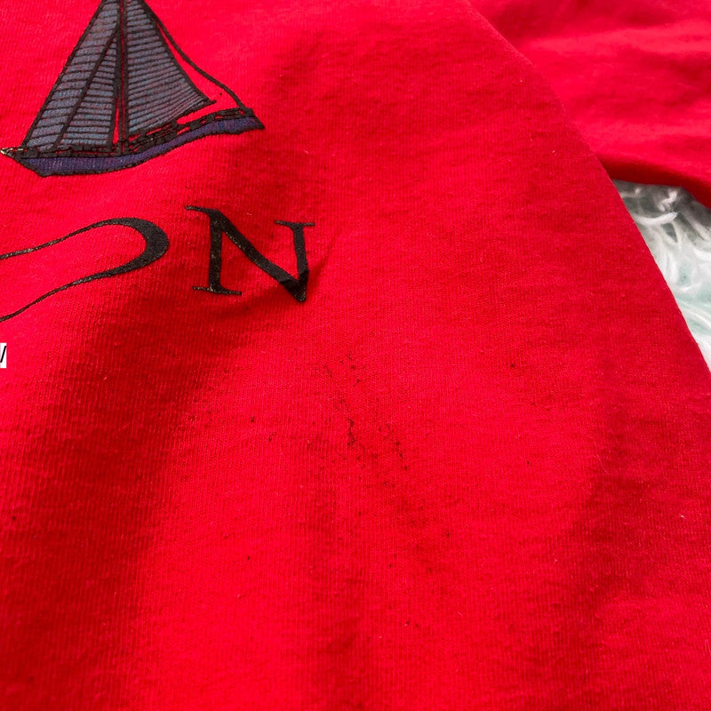 Vintage 90s Red Boston Graphic T Shirt - Large
