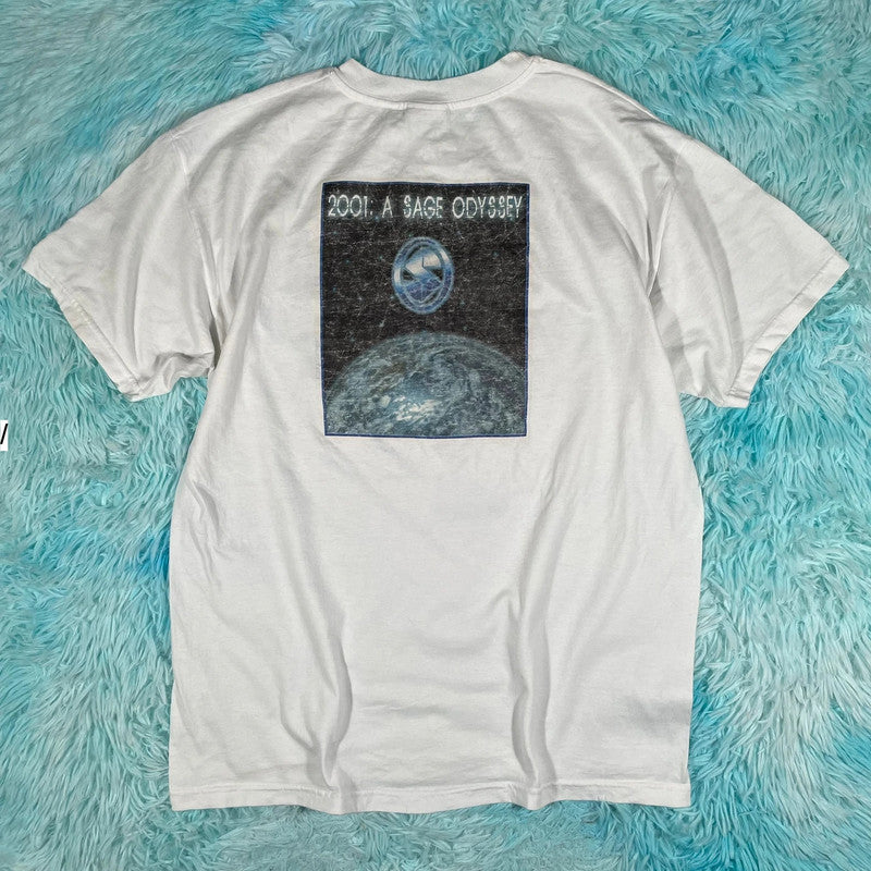 Vintage 90s White 2001 A Sage Odyssey Graphic T Shirt - Large
