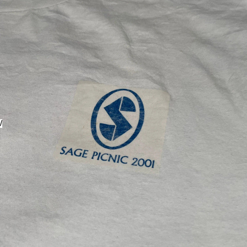 Vintage 90s White 2001 A Sage Odyssey Graphic T Shirt - Large