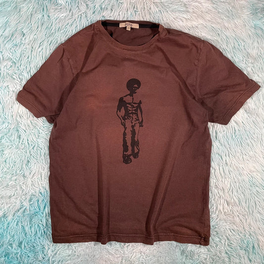 Vintage 00s Brown Moto Disco Graphic T Shirt - Large