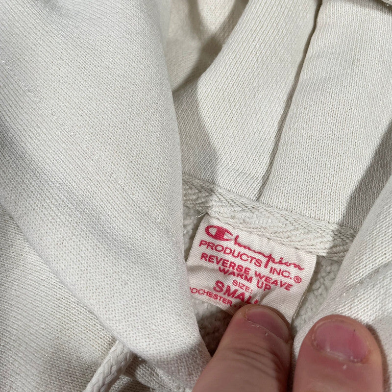 White Champion Reverse Weave Hoodie Plain - Small
