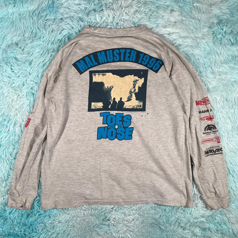 Vintage 90s 1996 Mal Muster Surf Graphic T Shirt Long Sleeve - Medium