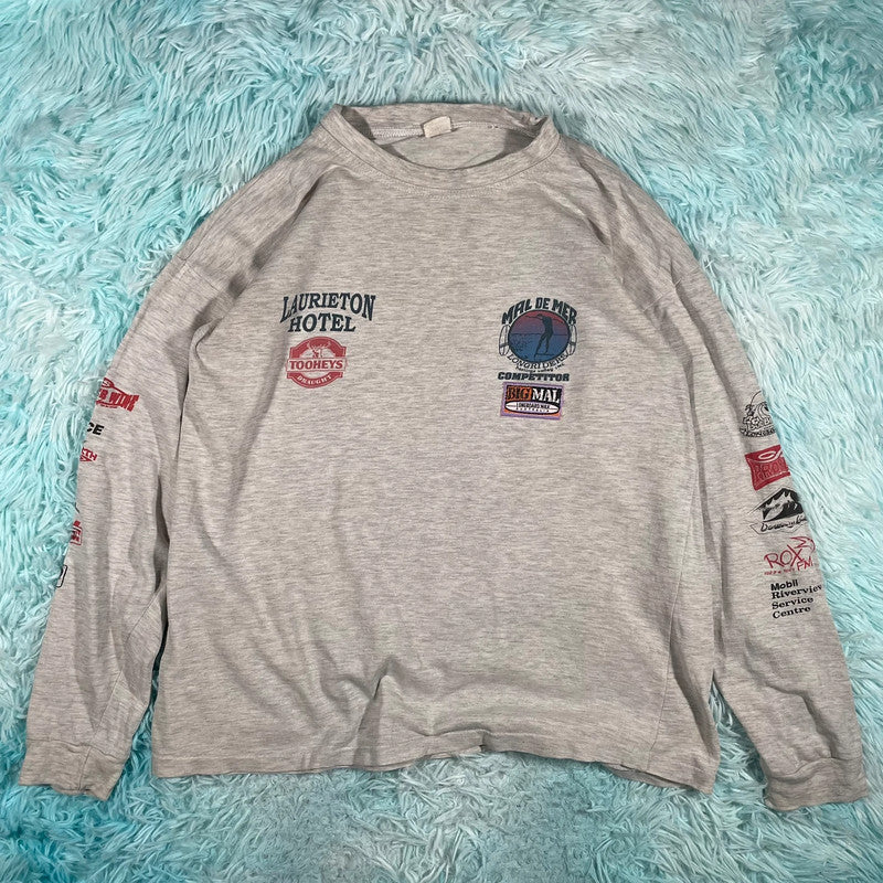 Vintage 90s 1996 Mal Muster Surf Graphic T Shirt Long Sleeve - Medium