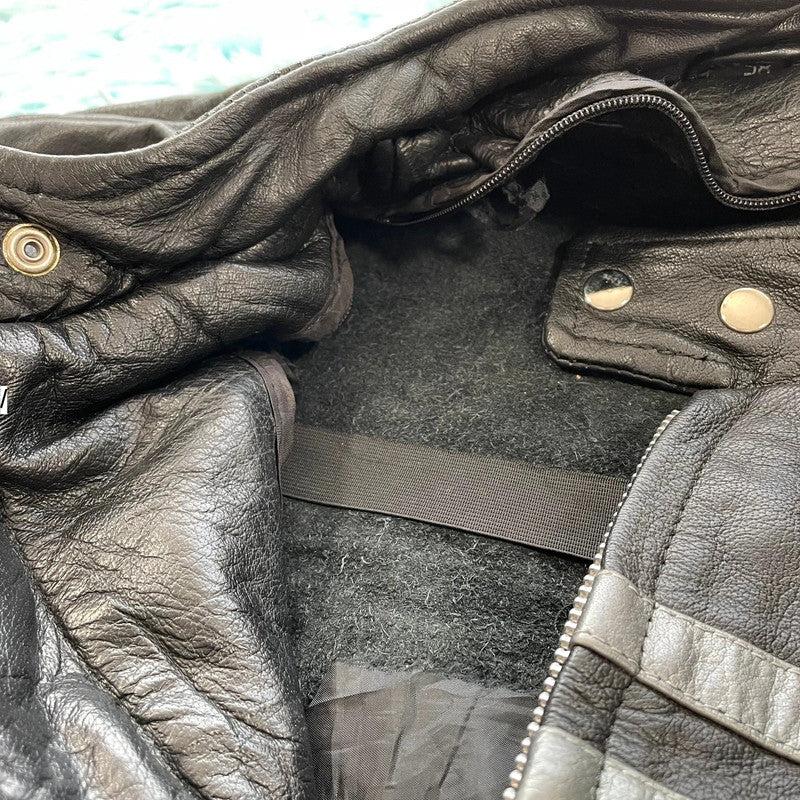 Vintage 90s Heavyweight Leather Biker Jacket - XXL