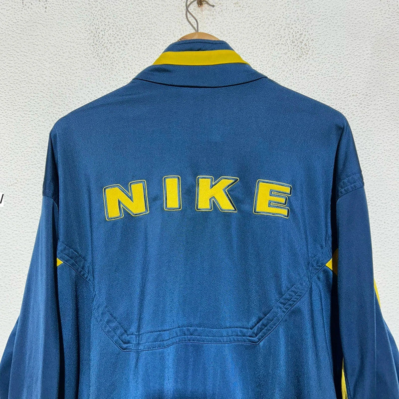 Vintage 90s Navy & Yellow Nike Track Jacket Spellout - XL