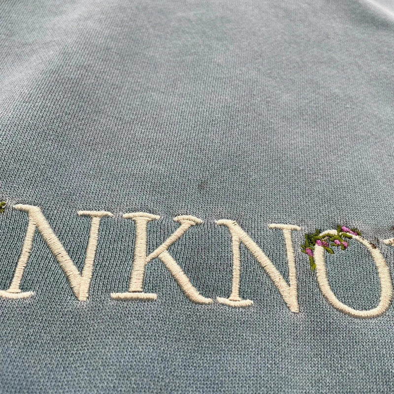 Blue Unknown Embroidered Hoodie Heavyweight - Large