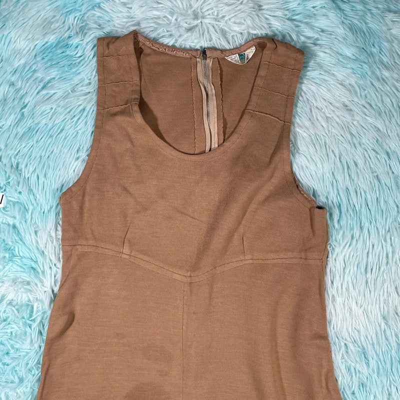 Vintage 70s Brown Summer Dress Courtelle - Size 12