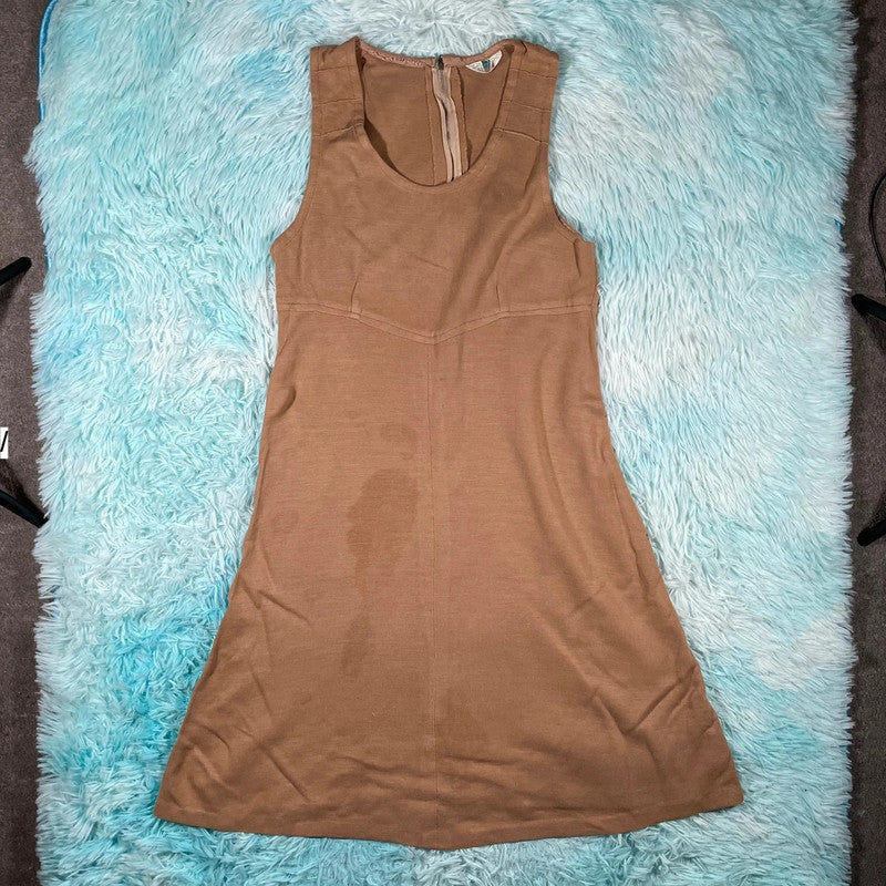 Vintage 70s Brown Summer Dress Courtelle - Size 12