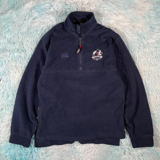 Vintage Navy Canterbury Rugby 1/4 Zip Fleece - XS