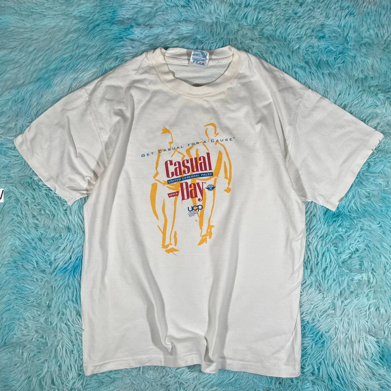 Vintage 90s White Cerebral Palsy Charity Graphic T Shirt - Large