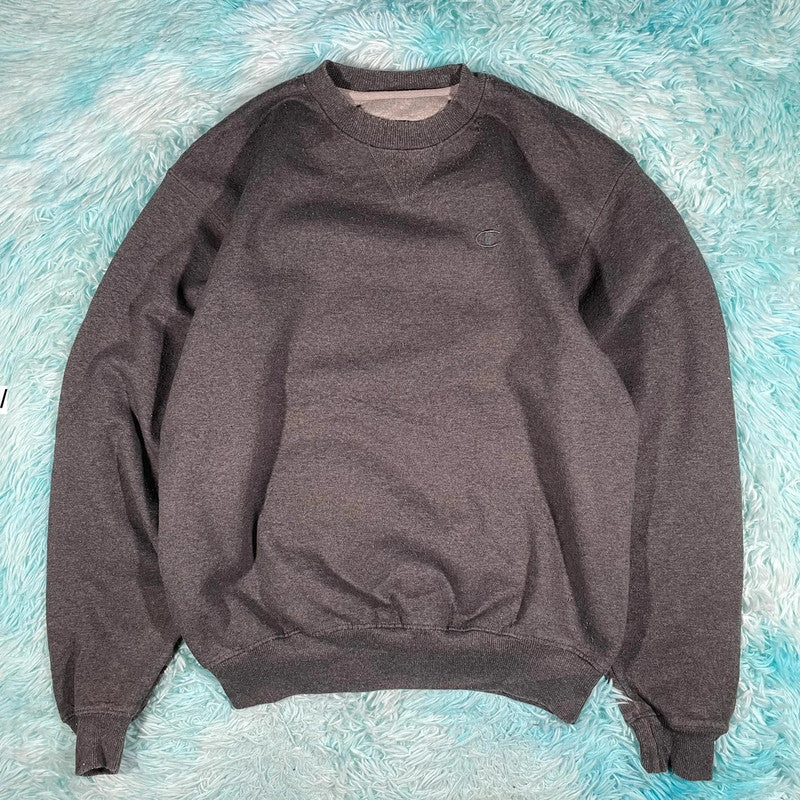 Vintage 00s Grey Champion Plain Sweatshirt - Medium