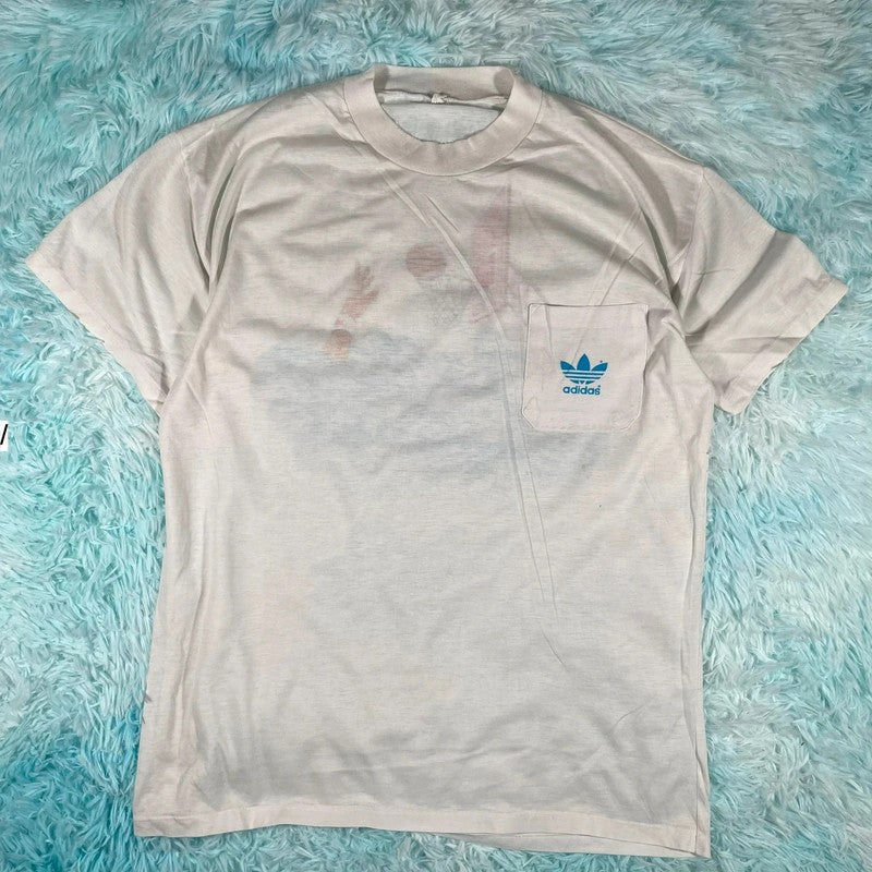 Vintage 80s Adidas Basketball Graphic T Shirt - Medium