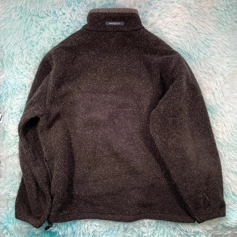 Vintage 90s Black Gant Sherpa Fleece 1/4 Zip - Large