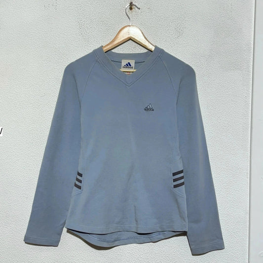 Vintage 00s Baby Blue Adidas Sweatshirt V Neck - Size 8