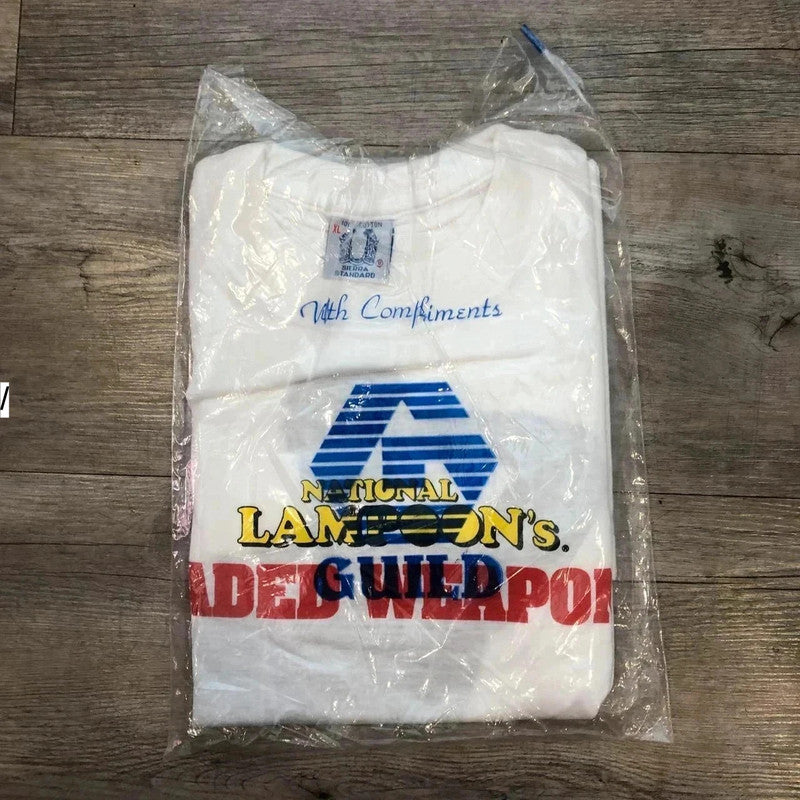 Vintage 90s White National Lampoon's Loaded Weapon Movie Promo T Shirt - XL