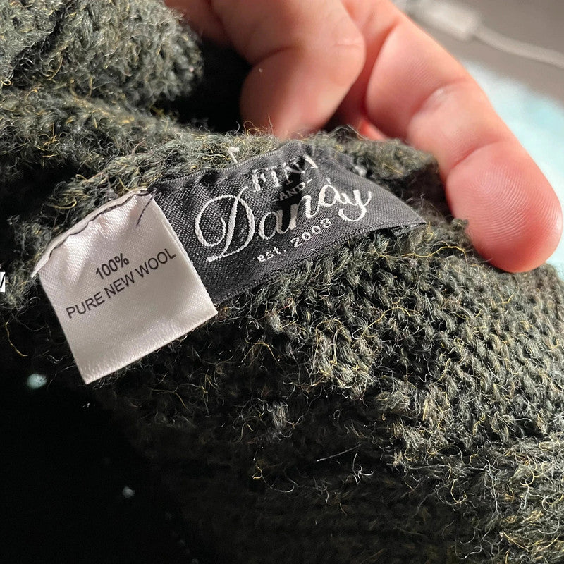 Khaki Green Wool Beanie Hat Fine & Dandy