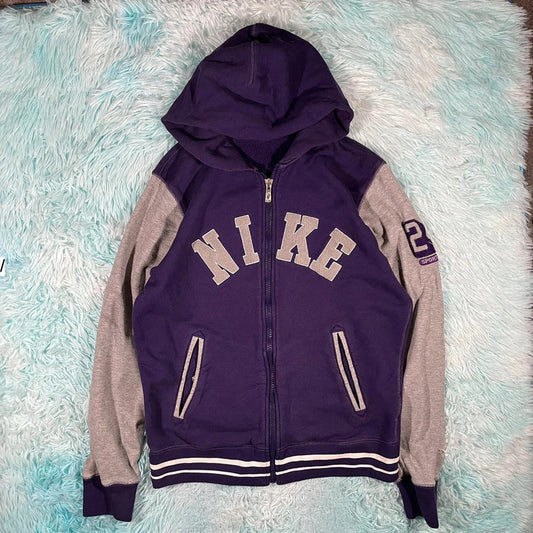Vintage Purple & Grey Nike Hoodie - Medium