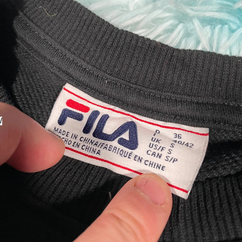 Black Fila Sweatshirt Multicoloured Logo Spellout - Small
