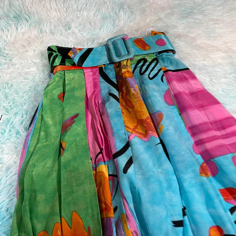 Vintage 90s Funky Skirt Pleated Jacques Vert - Size 10