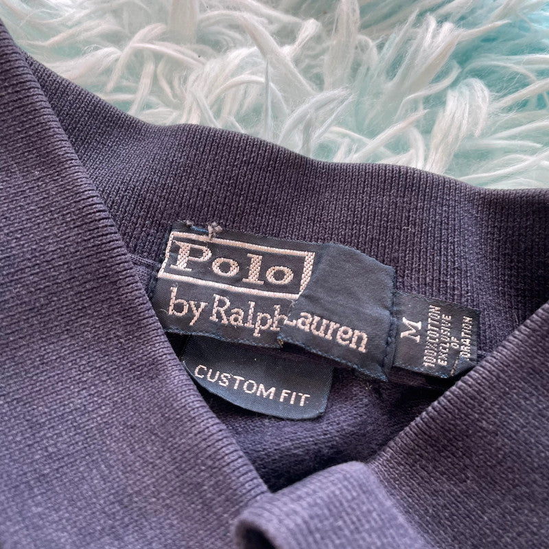 Vintage Navy Polo Ralph Lauren Long Sleeve Polo Shirt - Medium