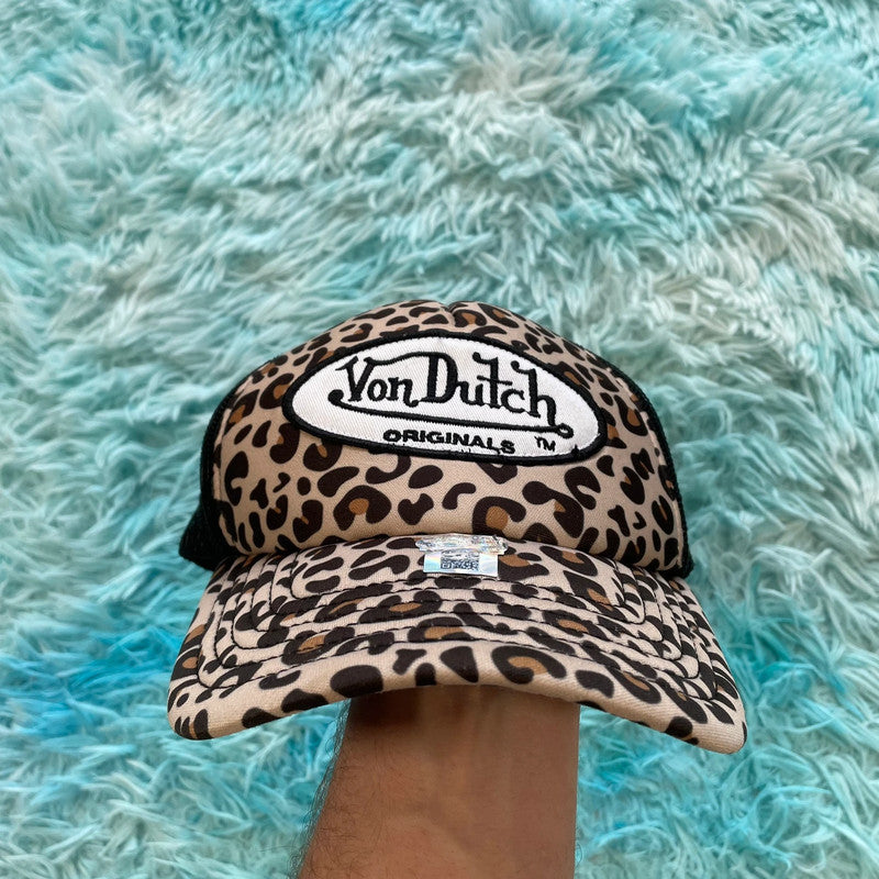 Leopard Print Von Dutch Trucker Cap