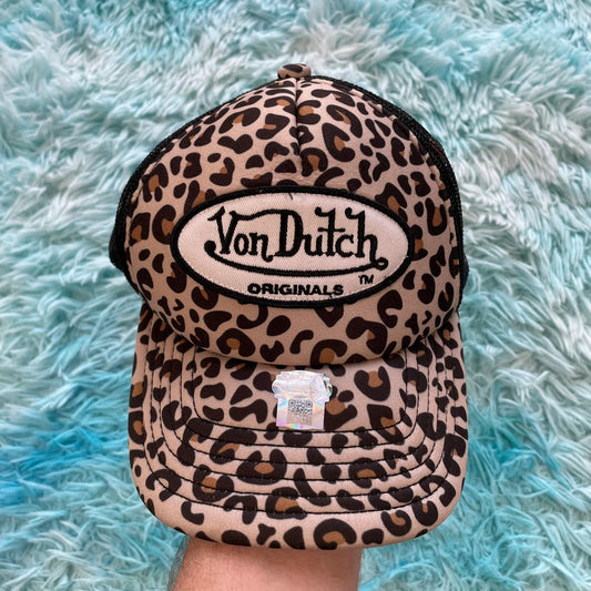 Leopard Print Von Dutch Trucker Cap