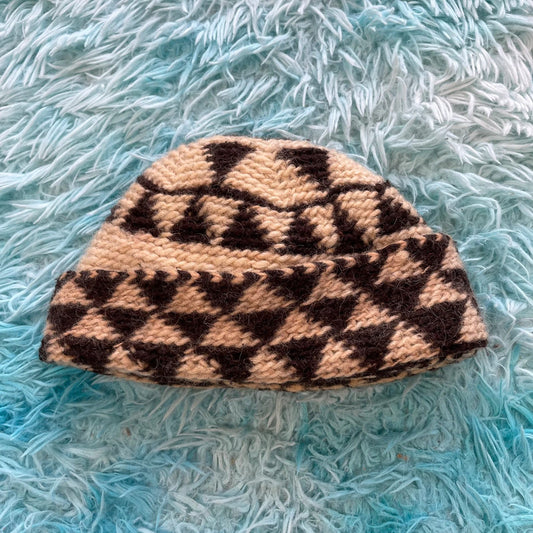 Vintage Beige Wool Skull Cap
